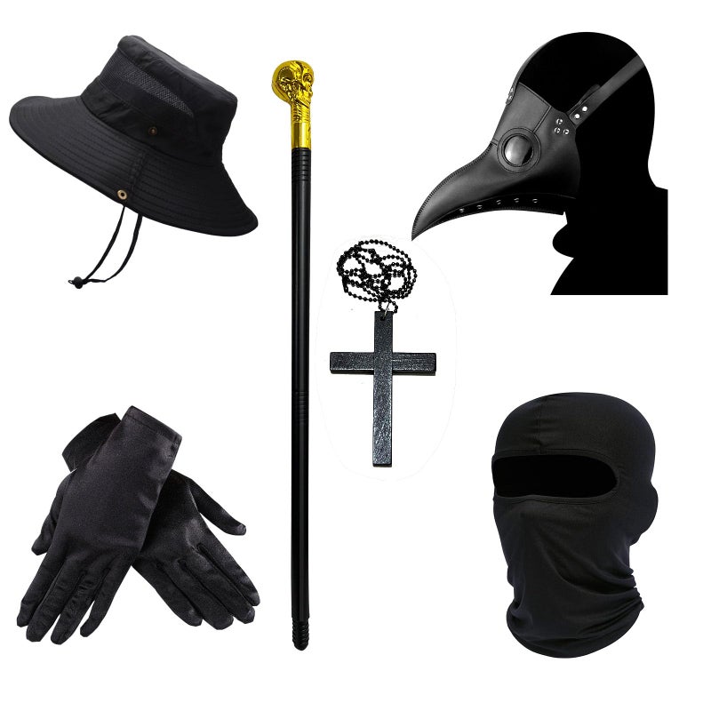 Wakejoy Plague Doctor Costume for Kids 7 in 1 Set Halloween Costumes for Boys Girls Halloween Outfit (X-Large-150) - Image 3
